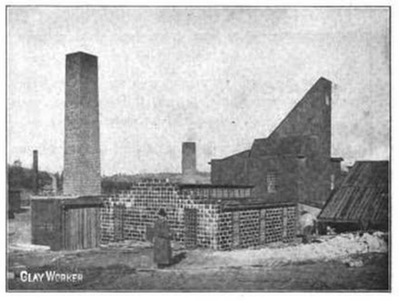 View of the paving brick plant and square test kiln.