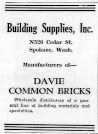 Building Supplies, Inc., advertisement from Spokesman-Review, 1939.