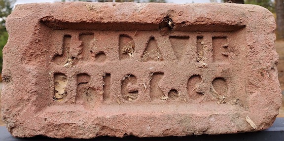 View of the marked face of the Davie common brick. Photo courtesy of Audrey Davie Anderson.