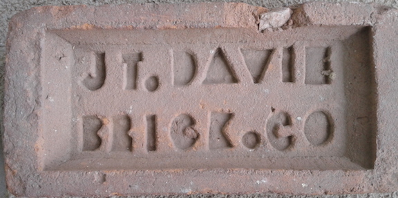 Marked face of the J. T. Davie Brick Co. brick