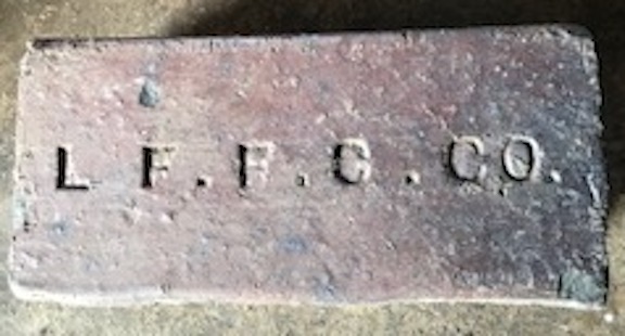 View of the marked faces of the L.F.F.C.Co. paving brick.
