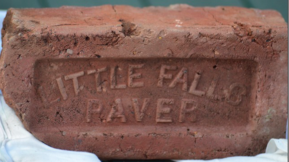 View of the marked face of the Little Falls Paver brick.