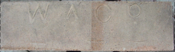 View of the marked side of the WACo face brick.