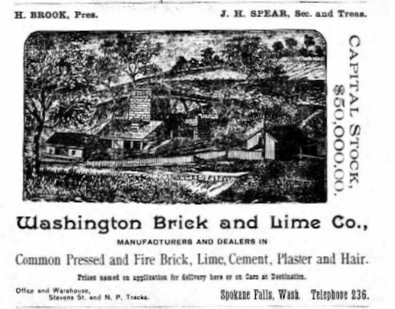 Advertisement for the Washington Brick and Lime Company.