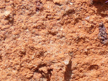 Close up view of interior clay body of the WACo wire-cut common brick.